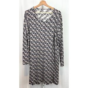 BOOB Geometric Bird Print Long Sleeve Dress Maternity Nursing Stretch Size L